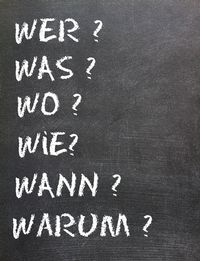 Die Fragen: Wer, was, wo, wie, wann warum?